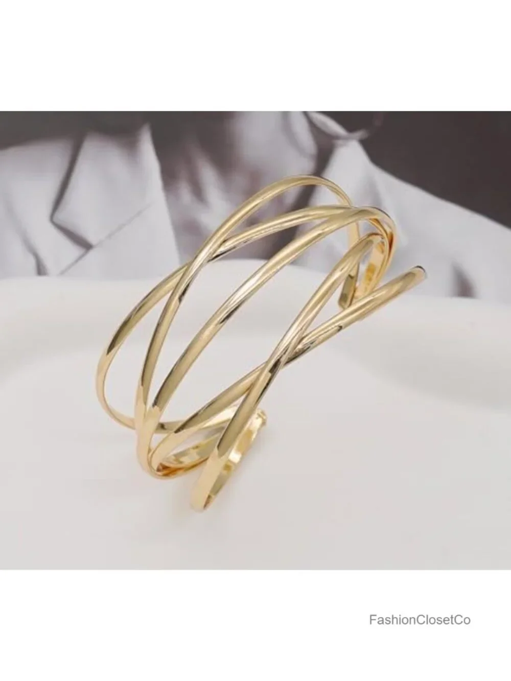 Multi-Layer Cross Wire Cuff Bracelet Open Bangle Adjustable Stainless Steel